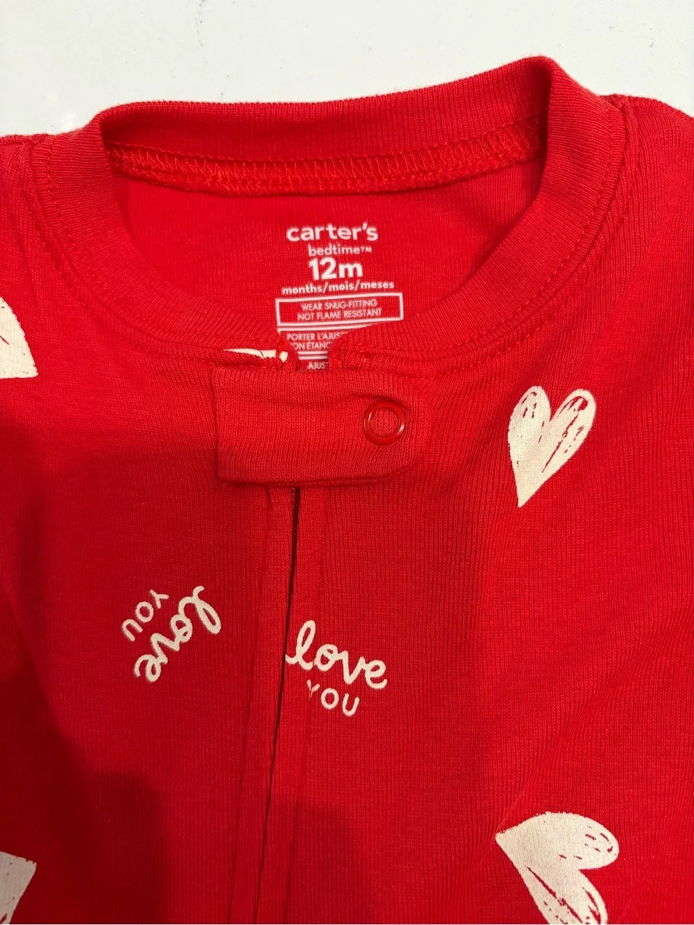 Carter's Red Footed Heart-Print One-Piece Pajama